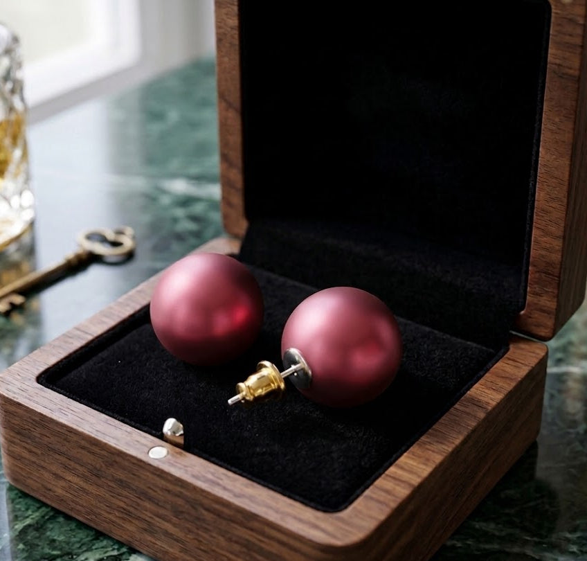 Pink Pearl Stud Earrings