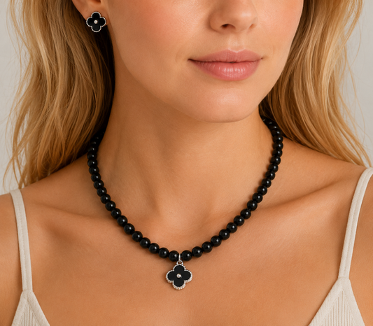 Black Clover Pearl Jewelry Set