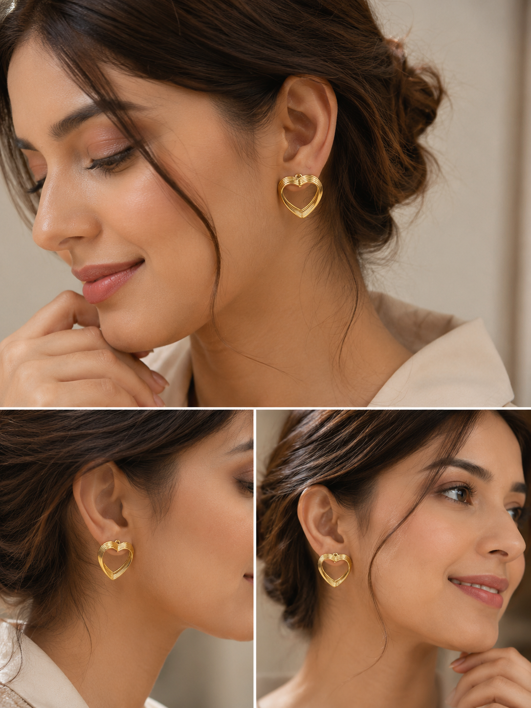 Golden Heart Hoop Earrings