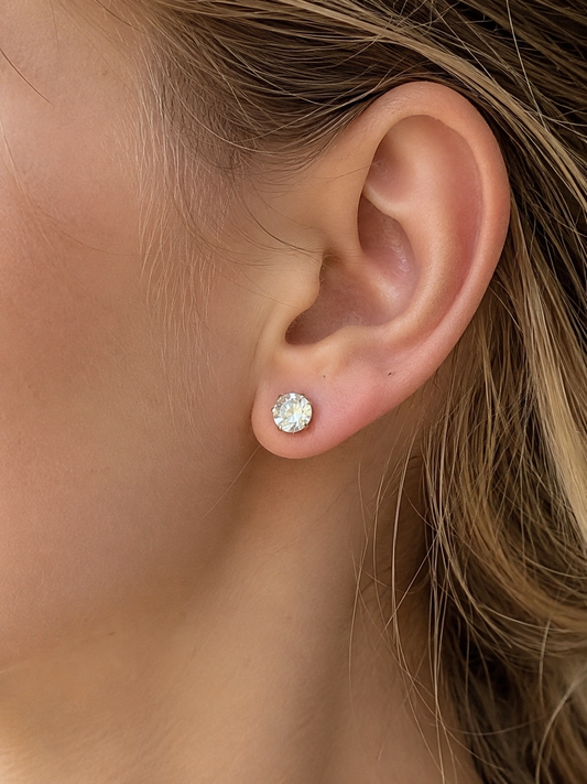 Radiant Solitaire Stud Earrings.