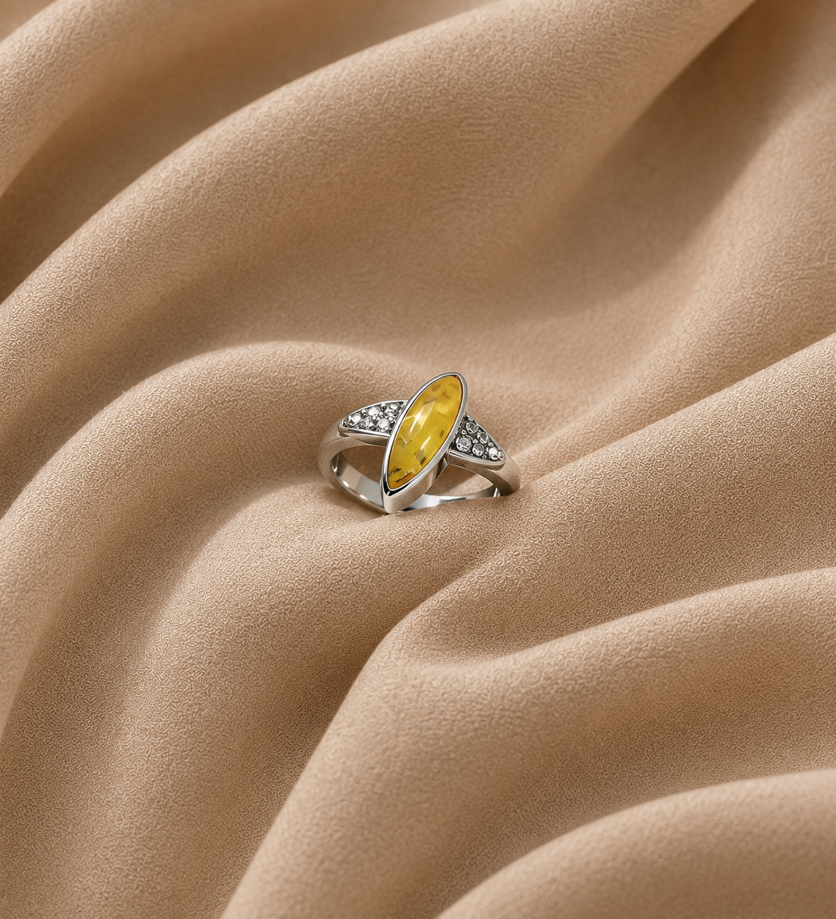 White Golden Light Opal Ring