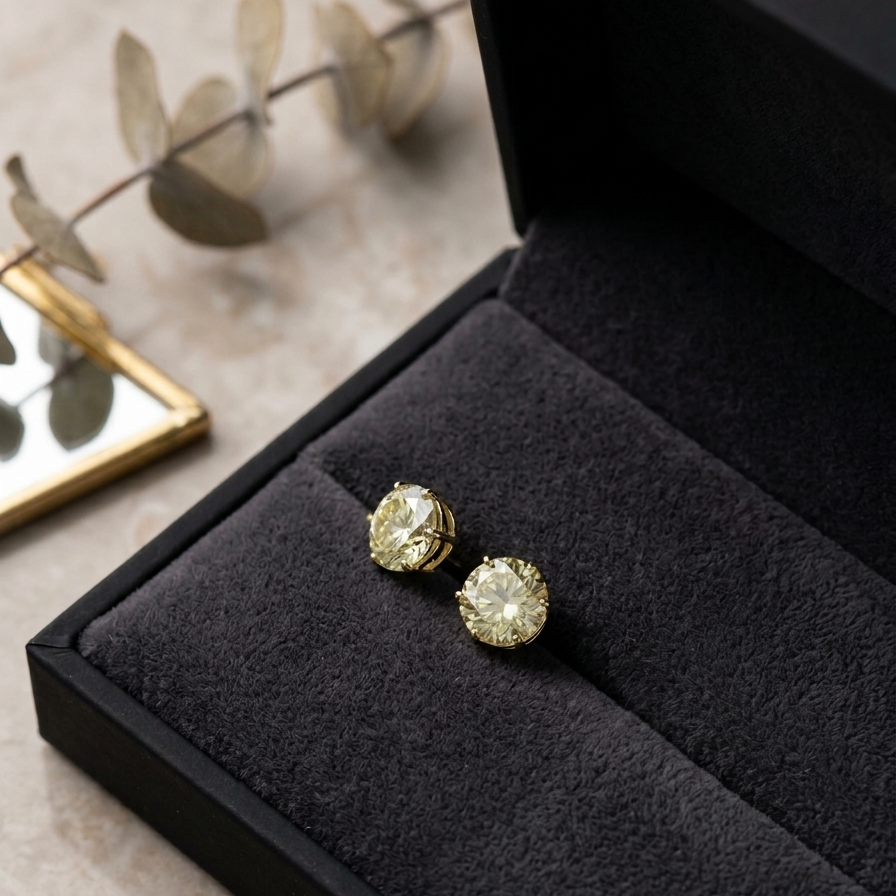 Radiant Solitaire Stud Earrings.