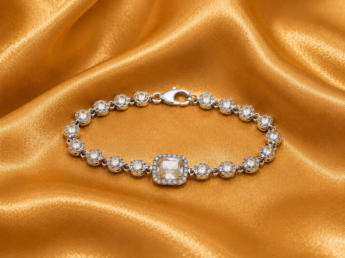 Vintage Crystal Halo Statement Bracelet