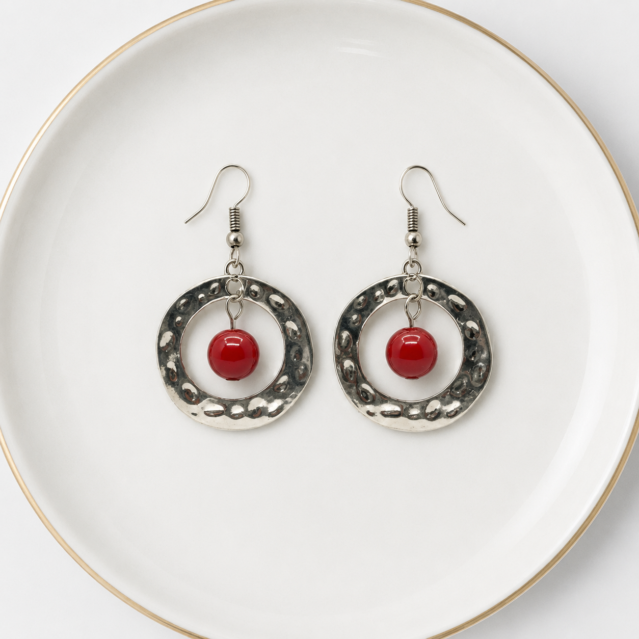 Ruby Circle Drop Earrings