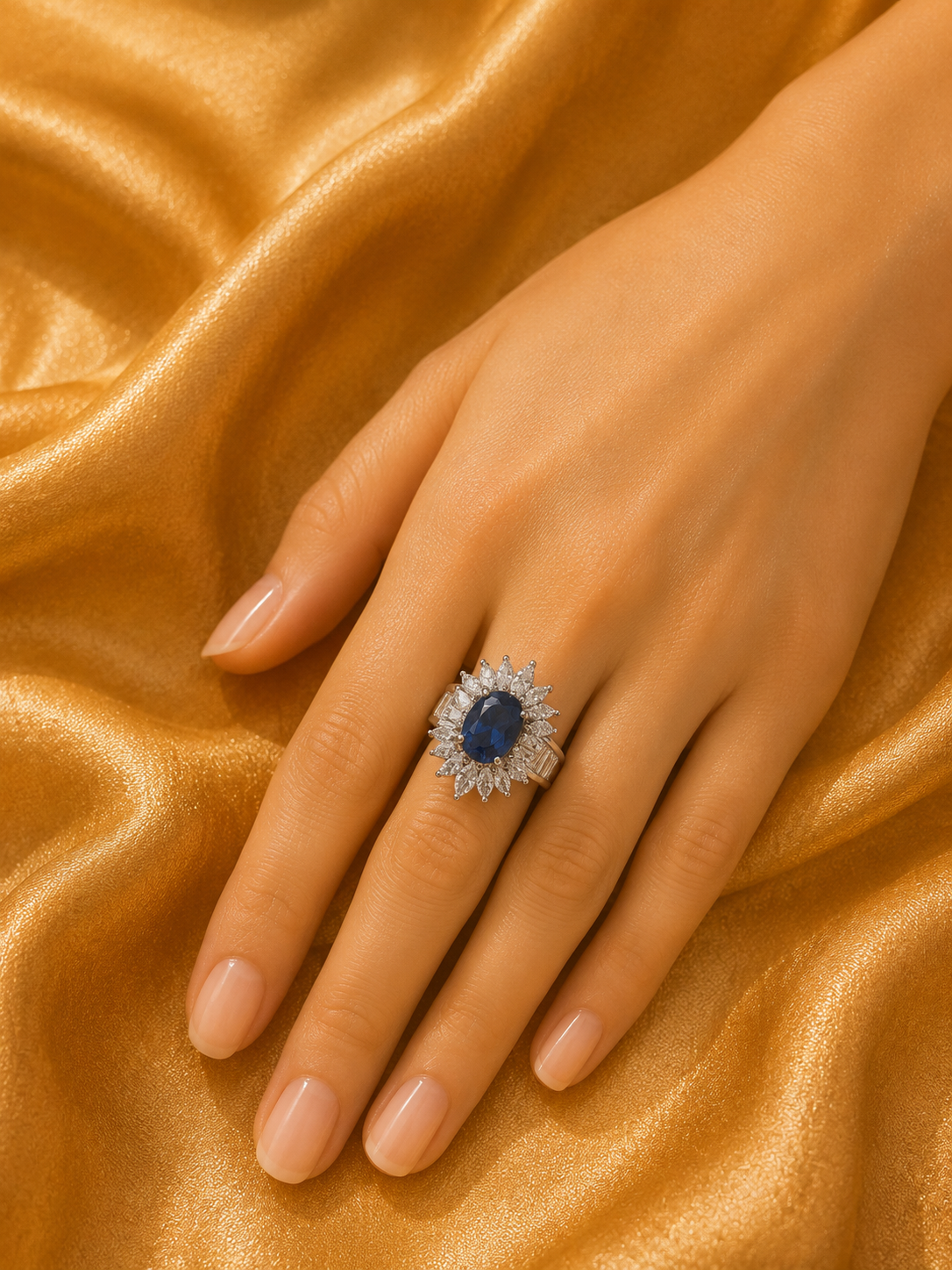 Royal Sapphire Halo Ring