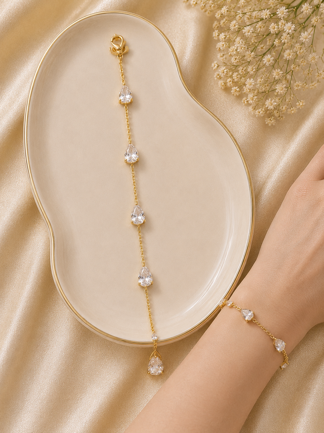 Crystal Drop Chain Bracelet