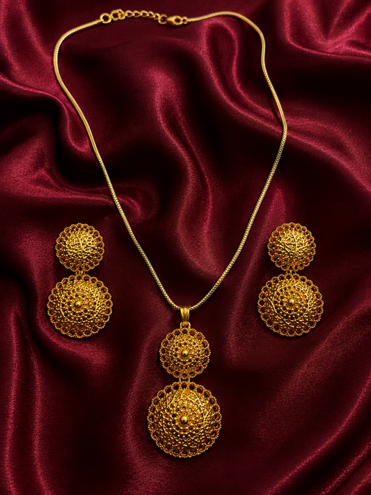 Royal Filigree Dual Disc Pendant Set