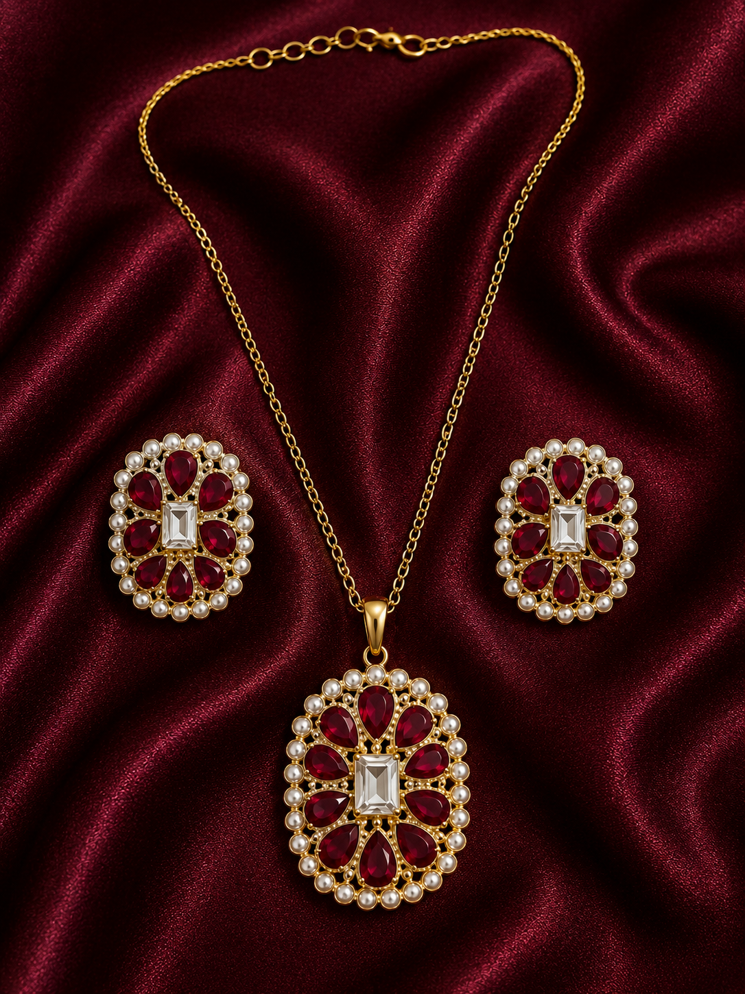 Ruby Royale Pendant Set