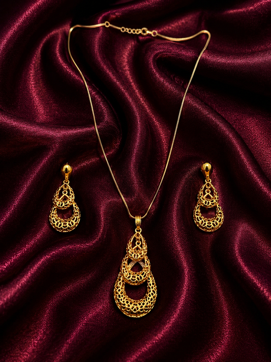 Golden Cascade Filigree Pendant Set