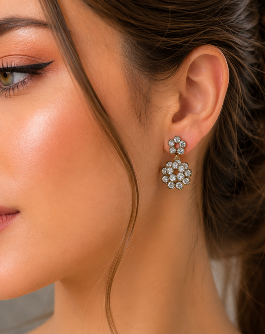 Crystal Flower Drop Earrings