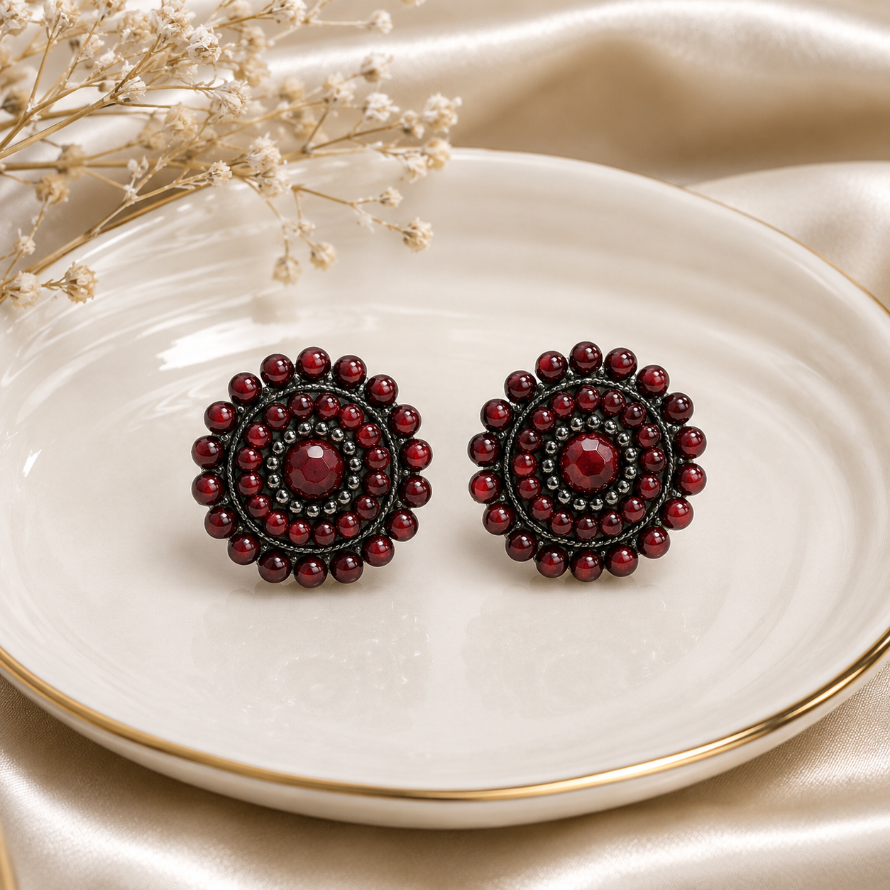 Ruby Bloom Stud Earrings