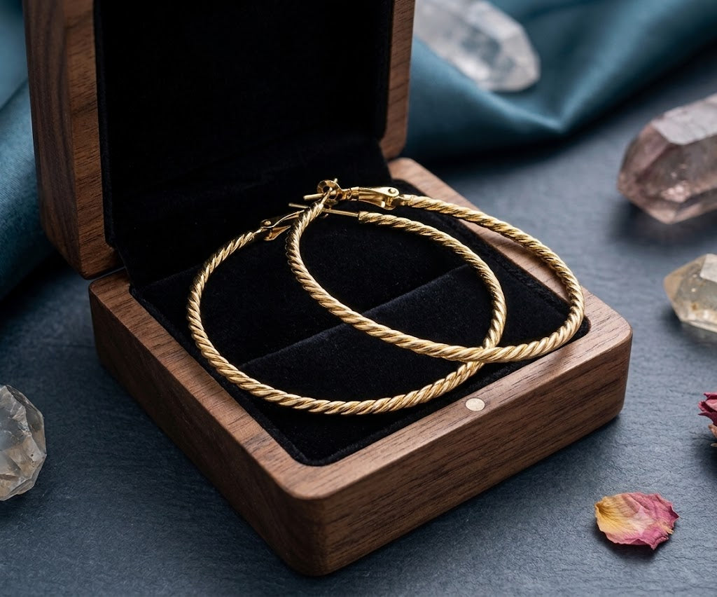Gold Twisted Hoops