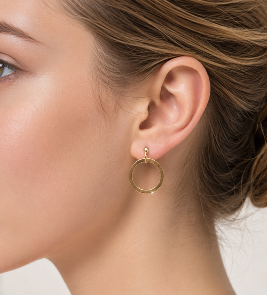Golden Circle Drop Earrings