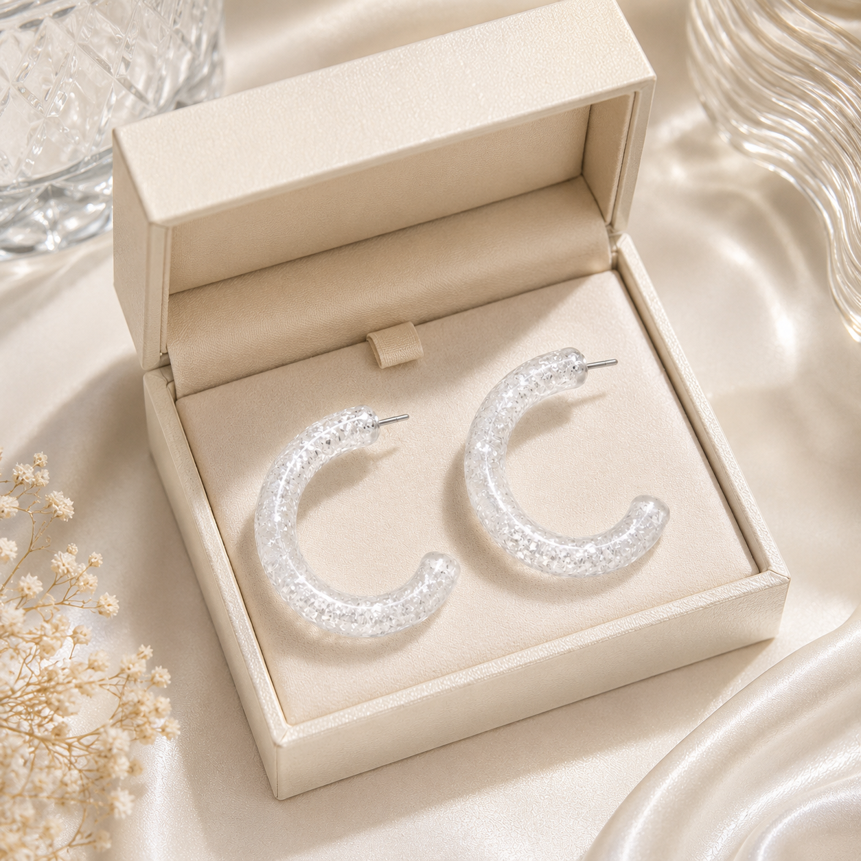 Crystal Frost Hoop Earrings