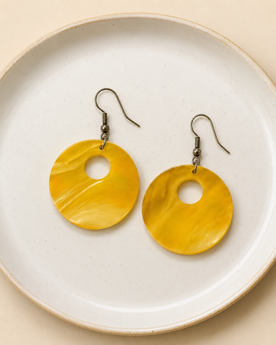 Sunny Yellow Disc Earrings