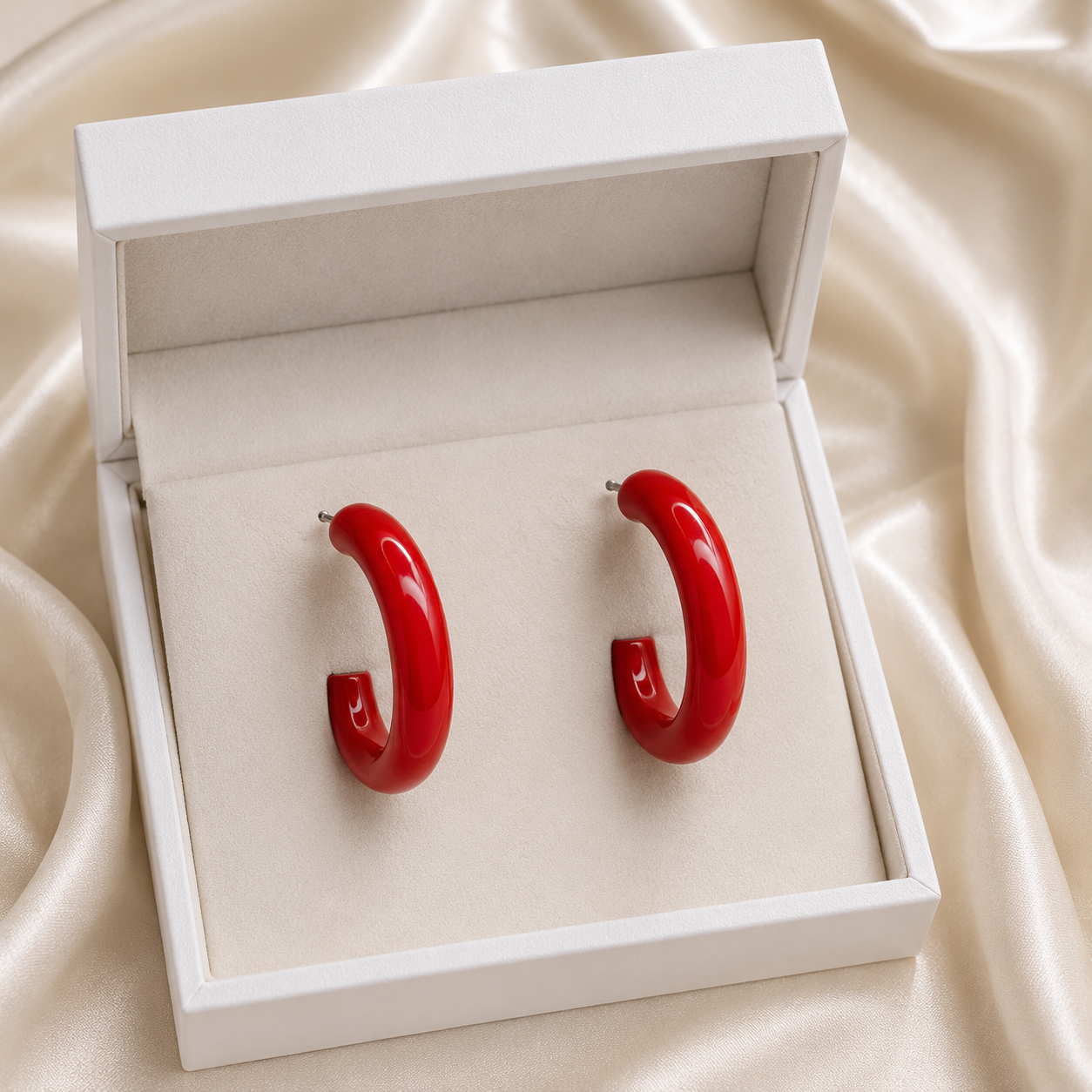 Classic Red Hoop Earrings