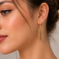 Golden Mesh Bar Drop Earrings