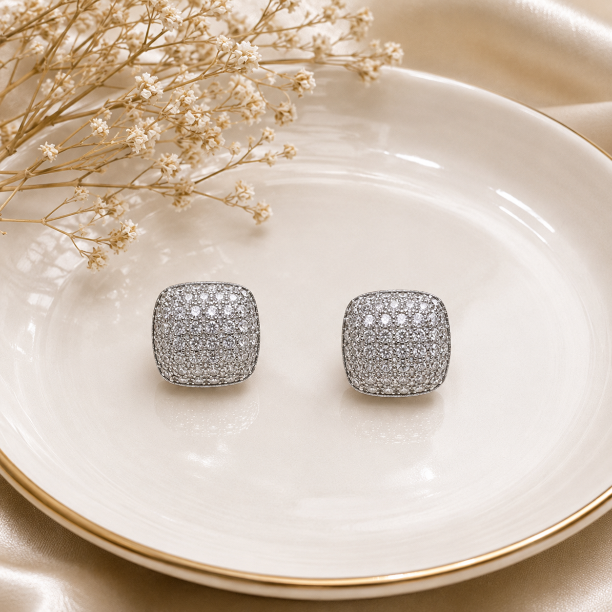 Crystal Pavé Stud Earrings