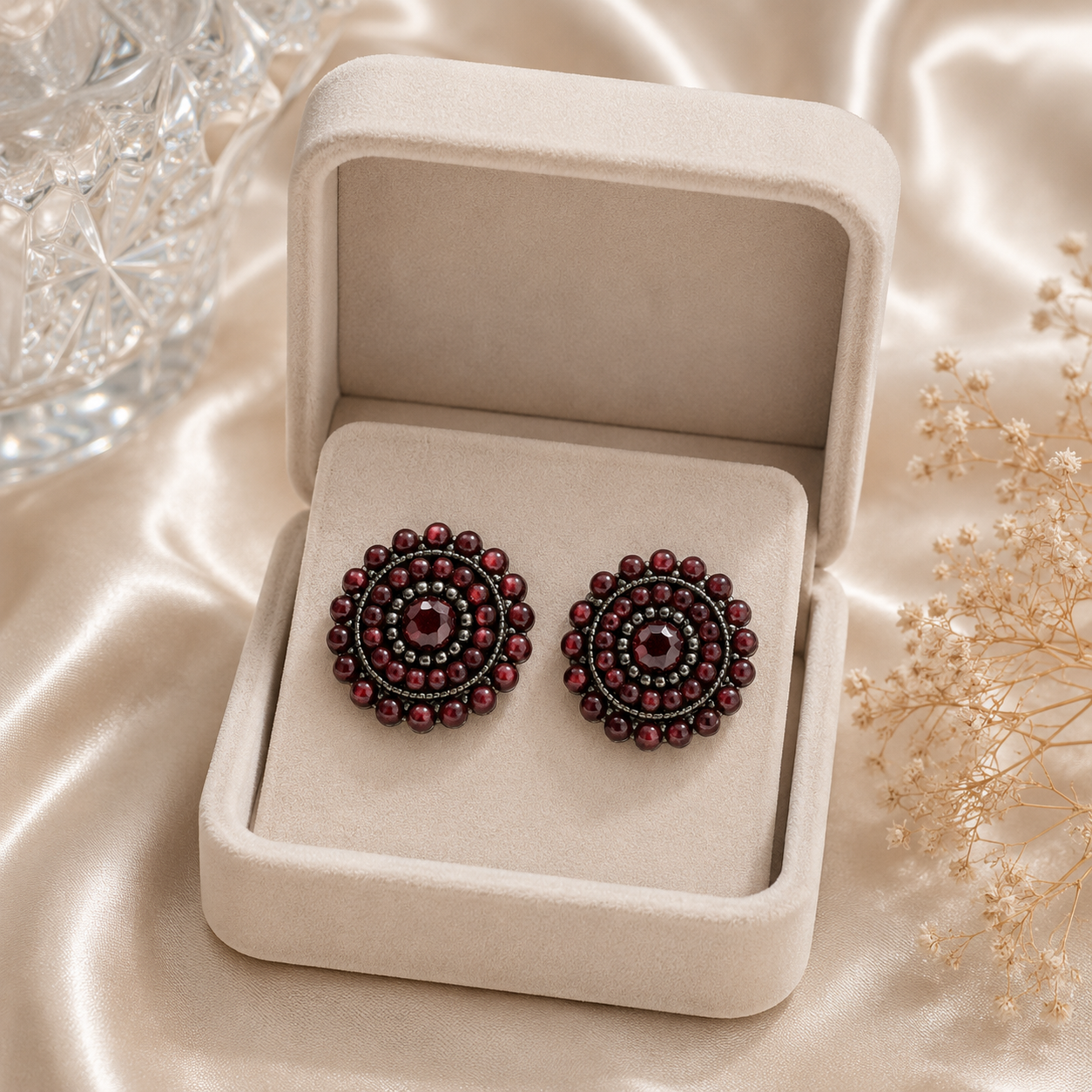 Ruby Bloom Stud Earrings