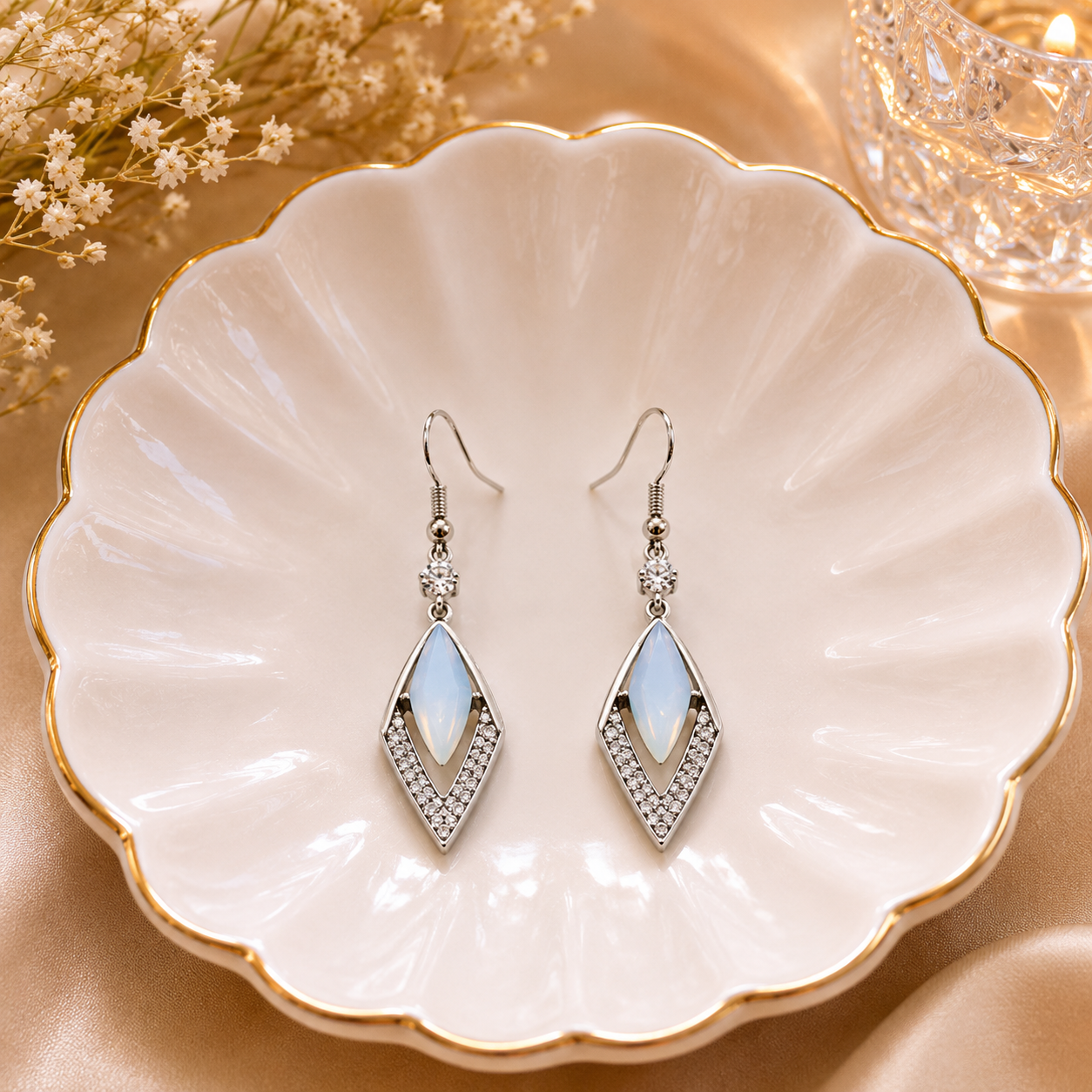 Crystal Diamond Drop Earrings