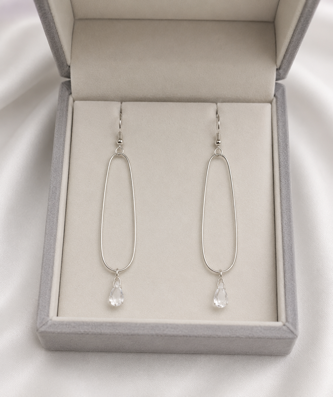 Crystal Teardrop Loop Earrings