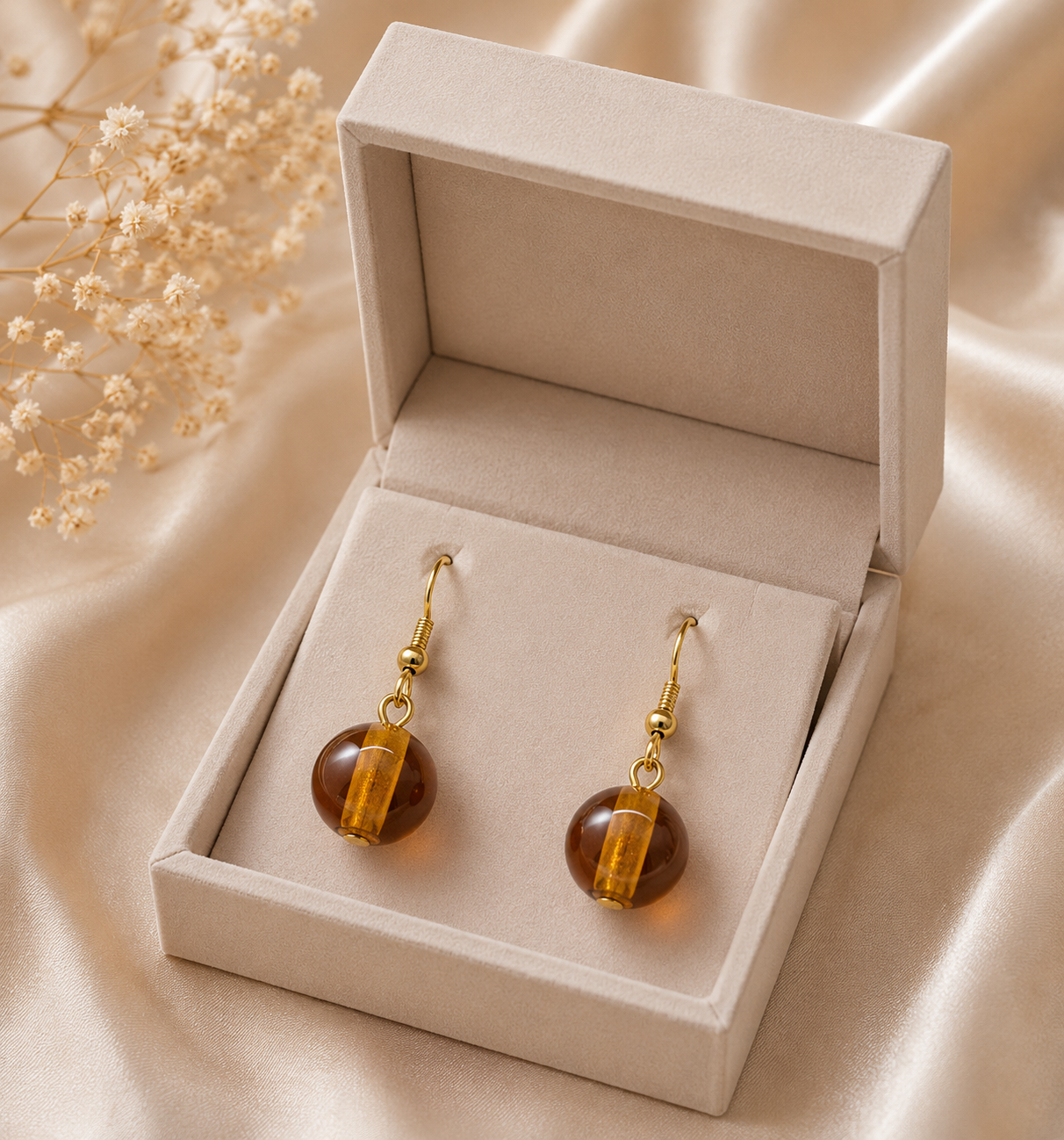 Amber Glass Drop Earrings