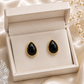 Black Teardrop Stud Earrings