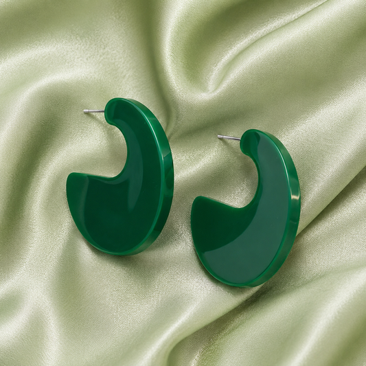 Emerald Crescent Statement Earrings