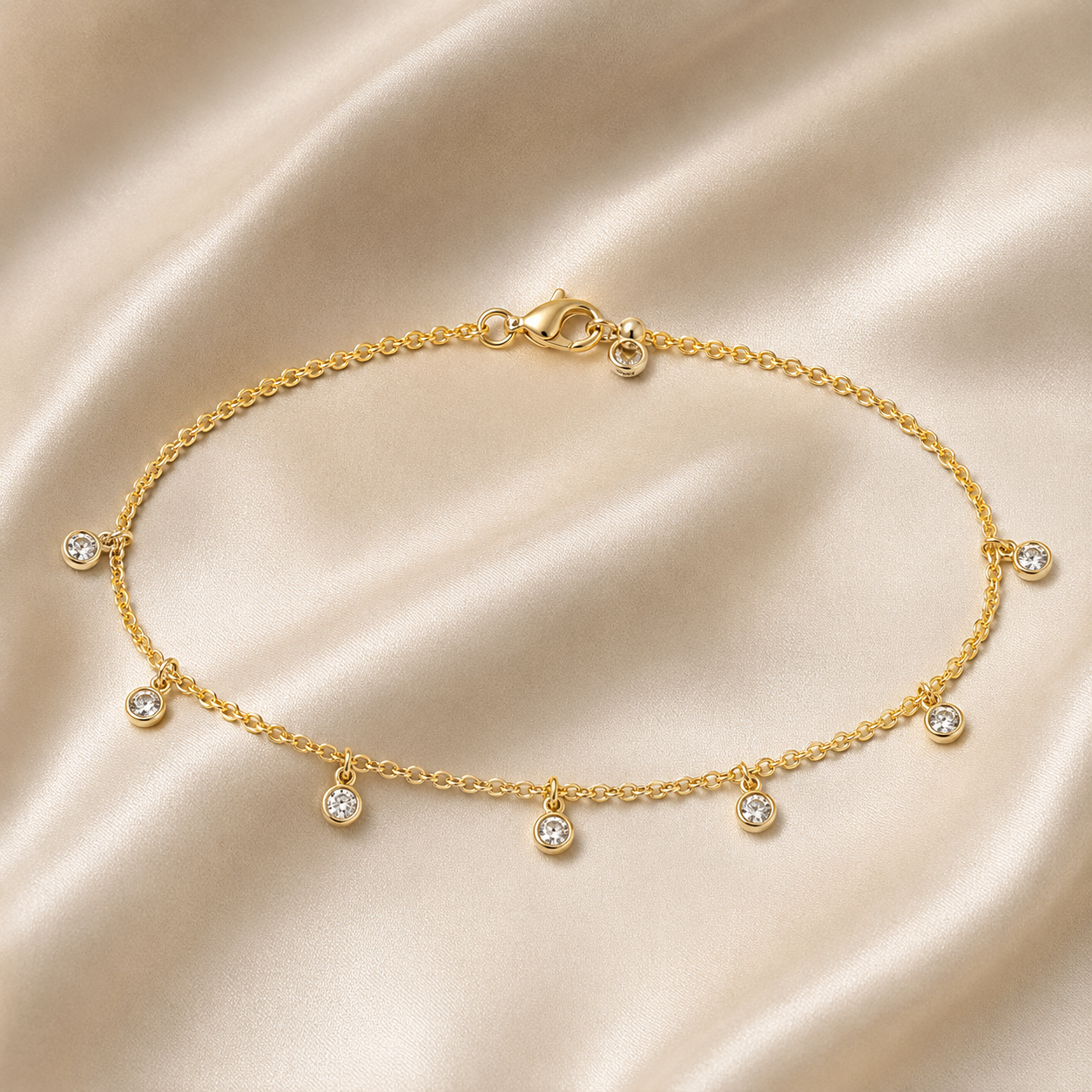 Gold Crystal Charm Bracelet