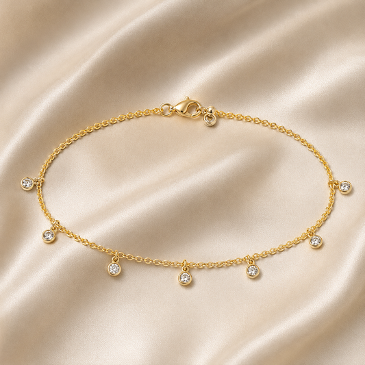 Gold Crystal Charm Bracelet