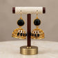 Onyx-Studded Gold Filigree Jhumkas