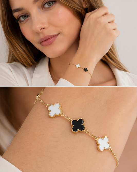 Dual Clover Charm Bracelet