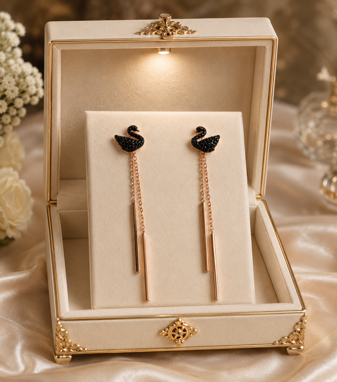 Black Swan Tassel Drop Earrings
