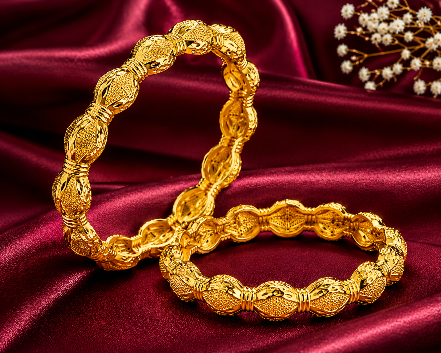 Segmented Gold Bangles