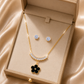 Black Floral Crystal Pendant Set