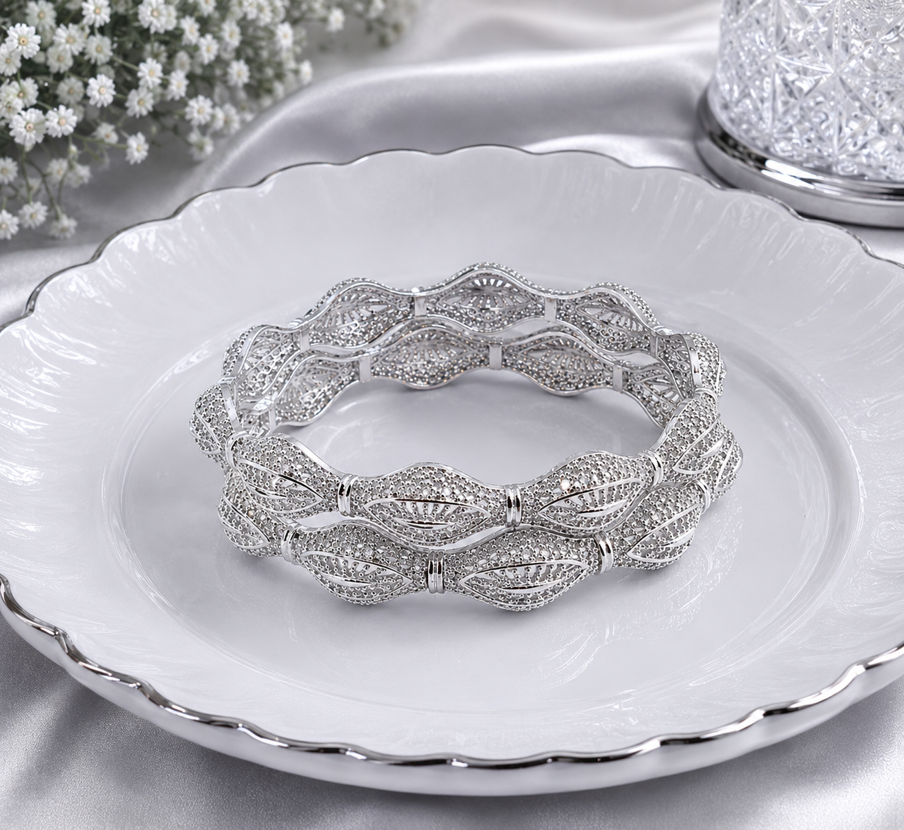 Silver Leaf Bangles