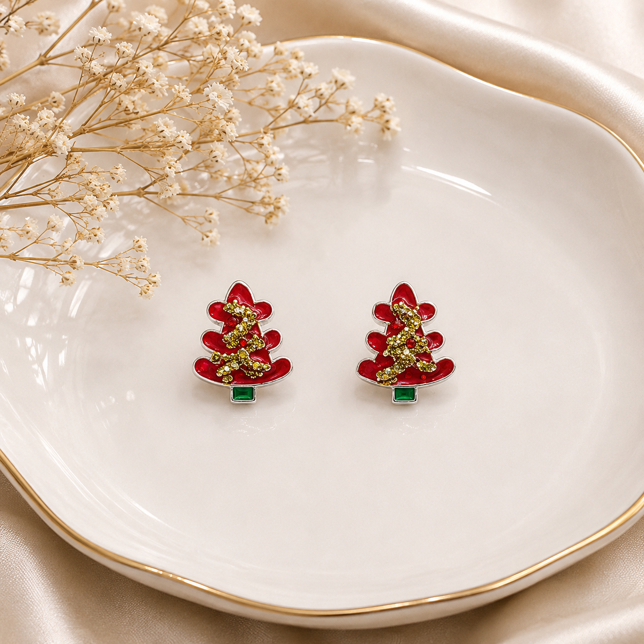 Festive Christmas Tree Stud Earrings