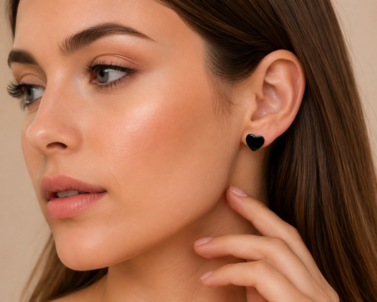 Midnight Heart Stud Earrings