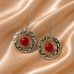 Ruby Circle Drop Earrings