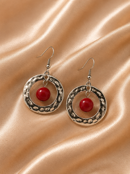 Ruby Circle Drop Earrings