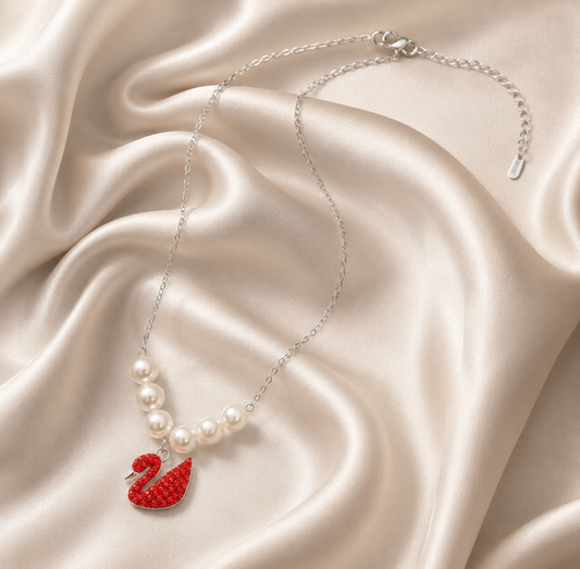 Crimson Swan Pearl Necklace Set