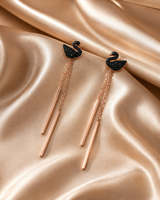 Black Swan Tassel Drop Earrings