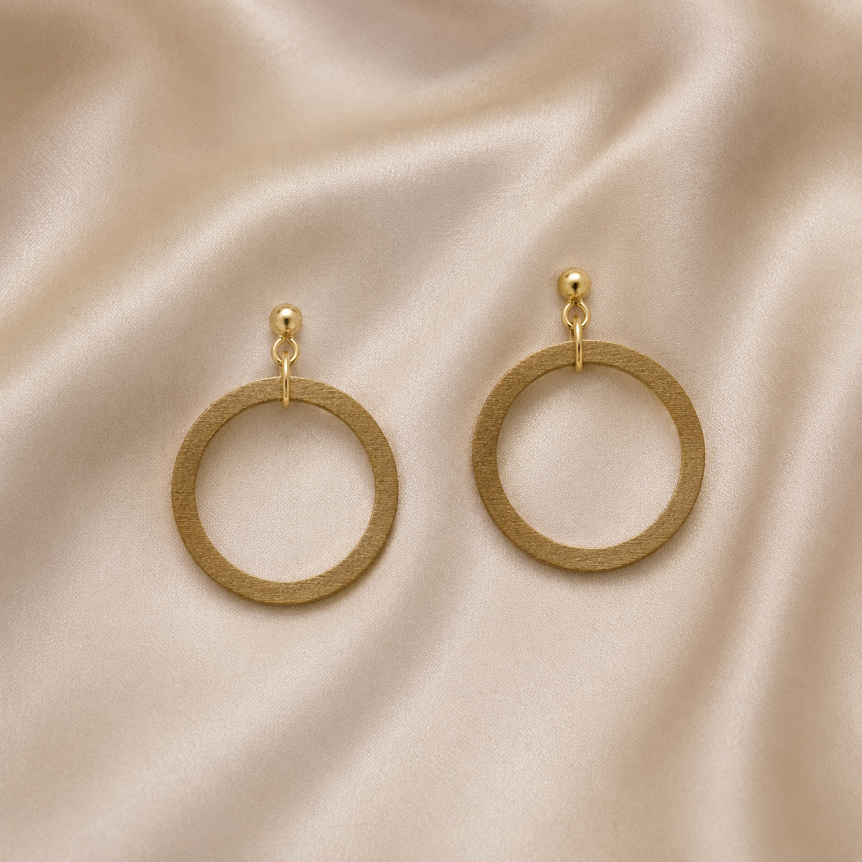 Golden Circle Drop Earrings