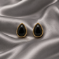 Black Teardrop Stud Earrings