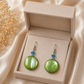 Green Pearl Disc Drop Earrings