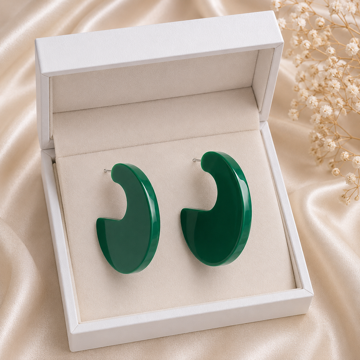 Emerald Crescent Statement Earrings