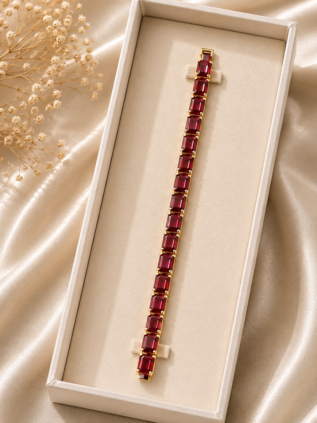 Ruby Crystal Tennis Bracelet