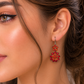 Fiery Floral Crystal Drop Earrings