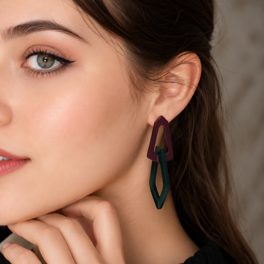 Geometric Link Drop Earrings