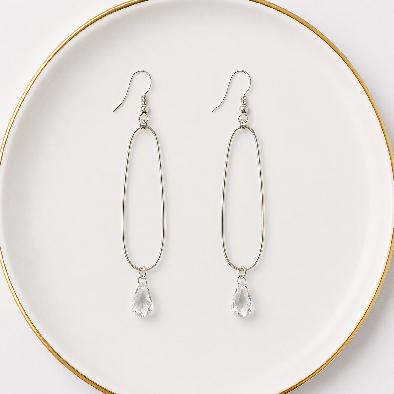 Crystal Teardrop Loop Earrings